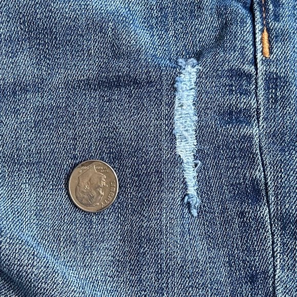 GAP denim ankle indigo women’s size 32R factory distressed zip front leggings - Picture 5 of 10